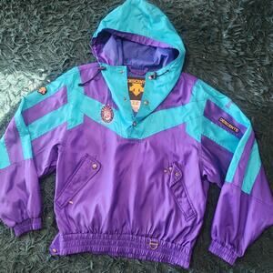 Vintage Descente Ski Jacket 90s Colorblock Purple Teal USA Team